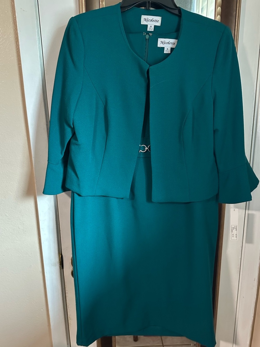 Nicolette Teal Two-Piece Dress Suit